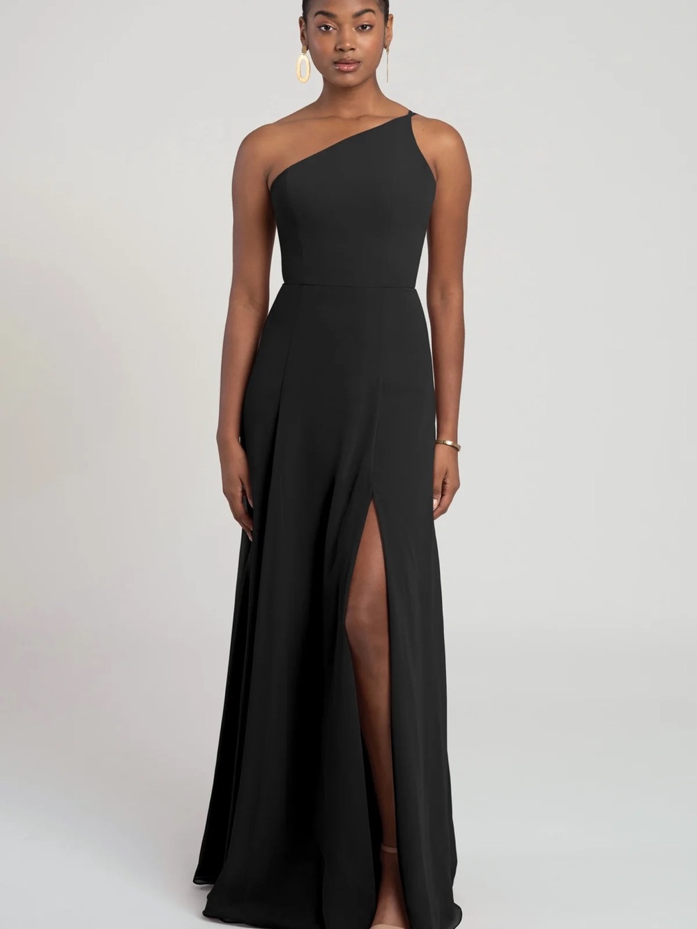 Jenny Yoo Kora Black One-Shoulder Bridesmaid Dress
